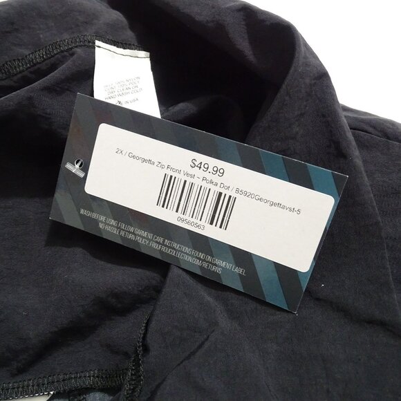 Frou Frou Georgetta Zip Front Vest Frock Black White Polka Dot Women Size 2X NEW - Picture 8 of 8